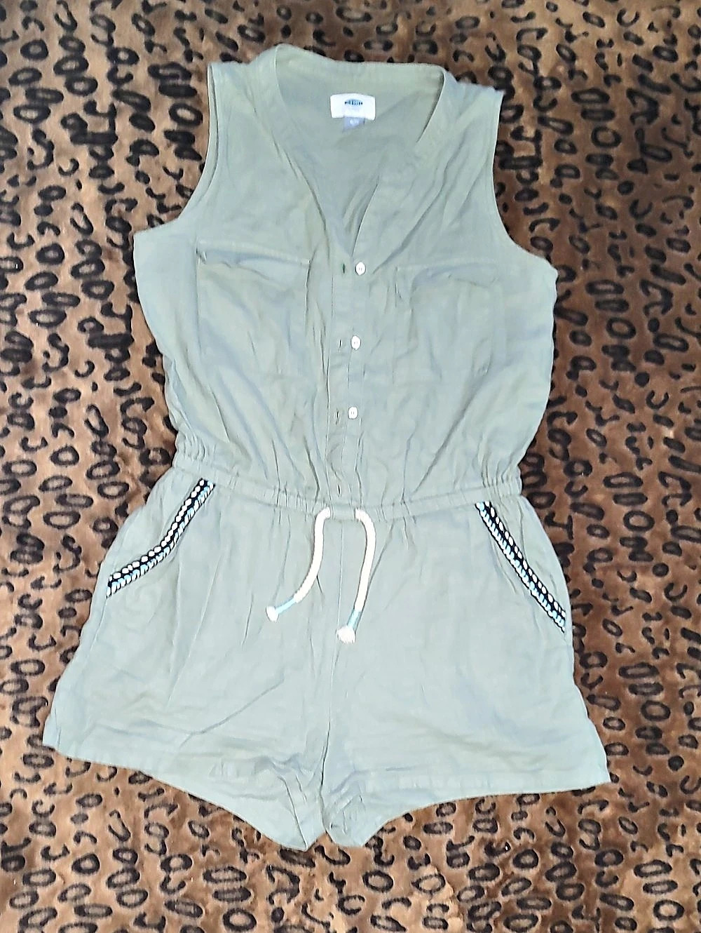 Old Navy Sleeveless Utility Romper Olive Size XL
